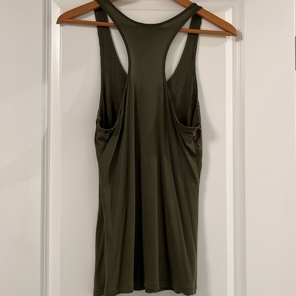 NWOT OLD NAVY olive green racer back tank with copper sequins. - Picture 3 of 5